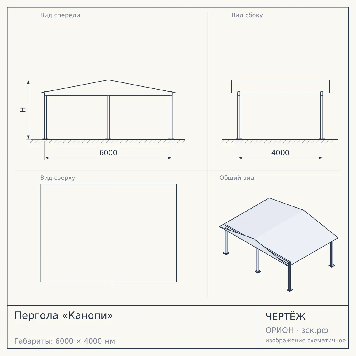 Пергола «Канопи» — чертёж